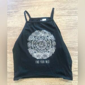 Divided H&M Find Your Wild Black and White Floral Crop Top Size Small